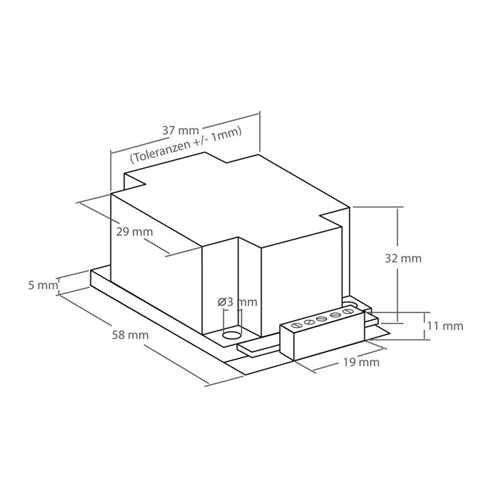 Dimensions du module amplificateur audio 40W universel Kemo M034N