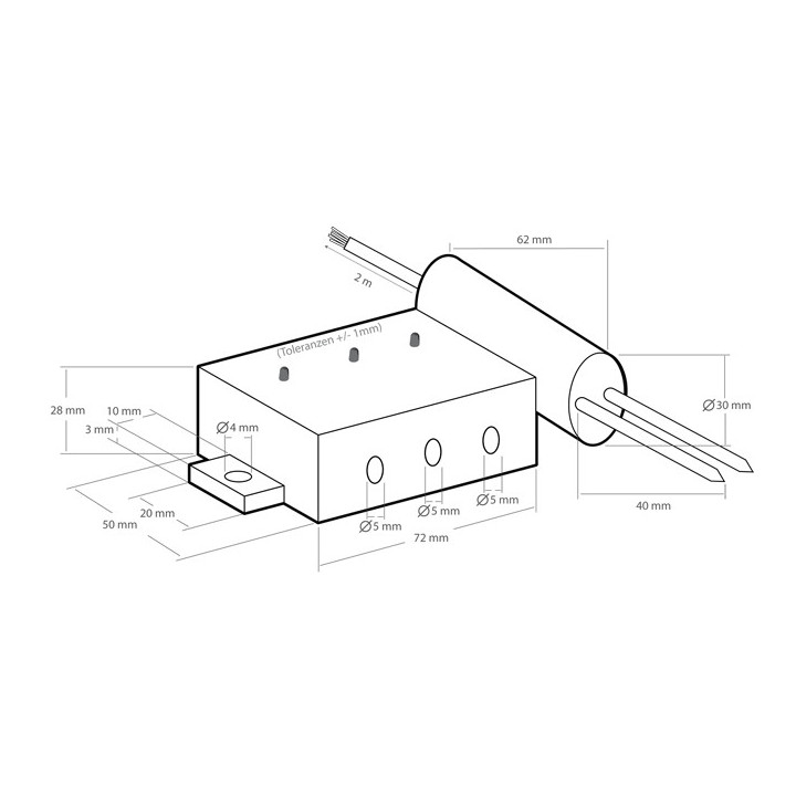 Dimensions du module capteur d'humidité de sol Kemo® M173