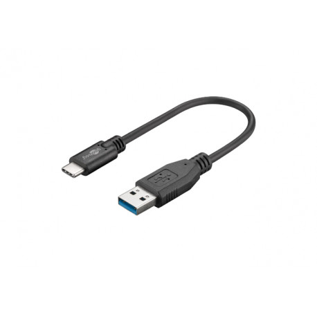 Cordon USB A mâle - USB-C mâle (15 cm)