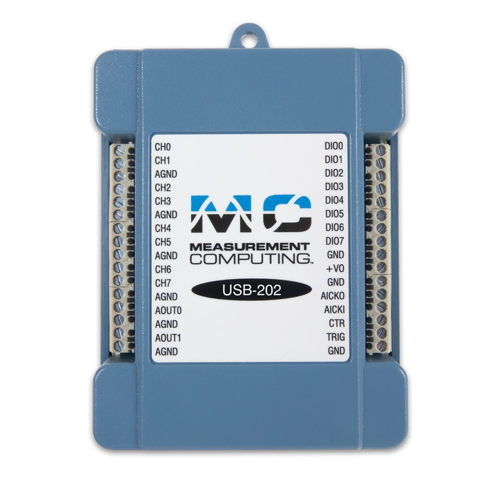 Vue de dessus du boitier d'acquisition USB MCC USB-200