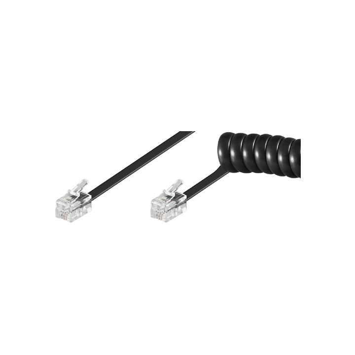 Cordon spiralé noir RJ10 pour combiné (2m)