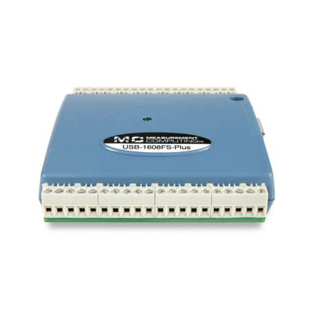 Vue de côté gauche du boitier d'acquisition MCC USB-1608FS-Plus