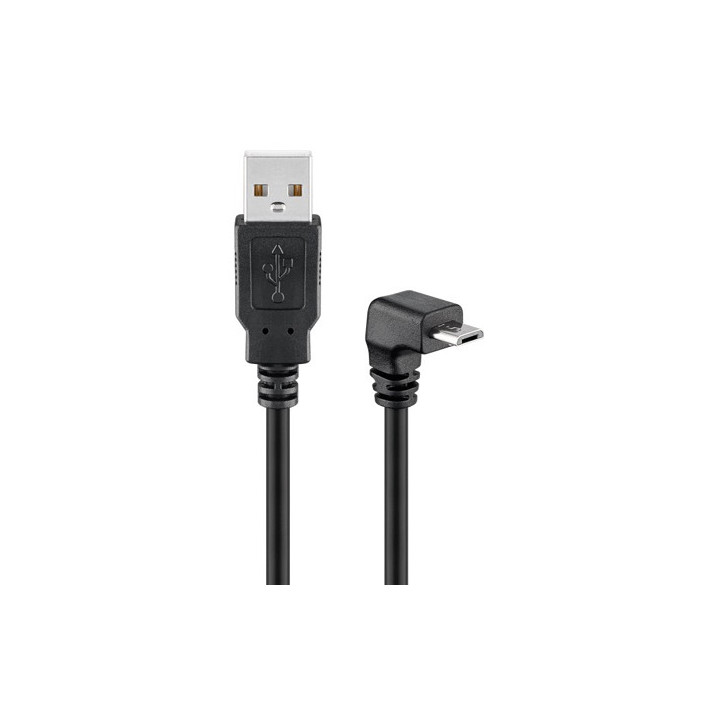 Cordon USB A mâle - micro-USB B mâle coudé (1,8m)