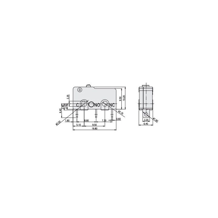 Microrupteur sans levier - 5A  - 2