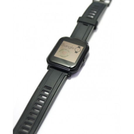 Montre connectée open source Bangle.js vu de côté Montre connectée open source Bangle.js vu de côté