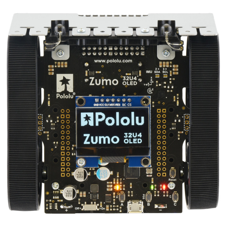 Vue de dessus du robot à chenilles Pololu Zumo 4992