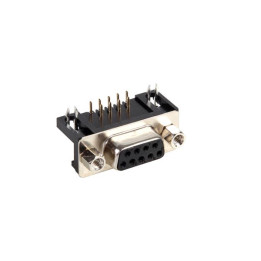 Connecteur SUB-D 9 broches femelle coudée à souder sur circuit imprimé CC019