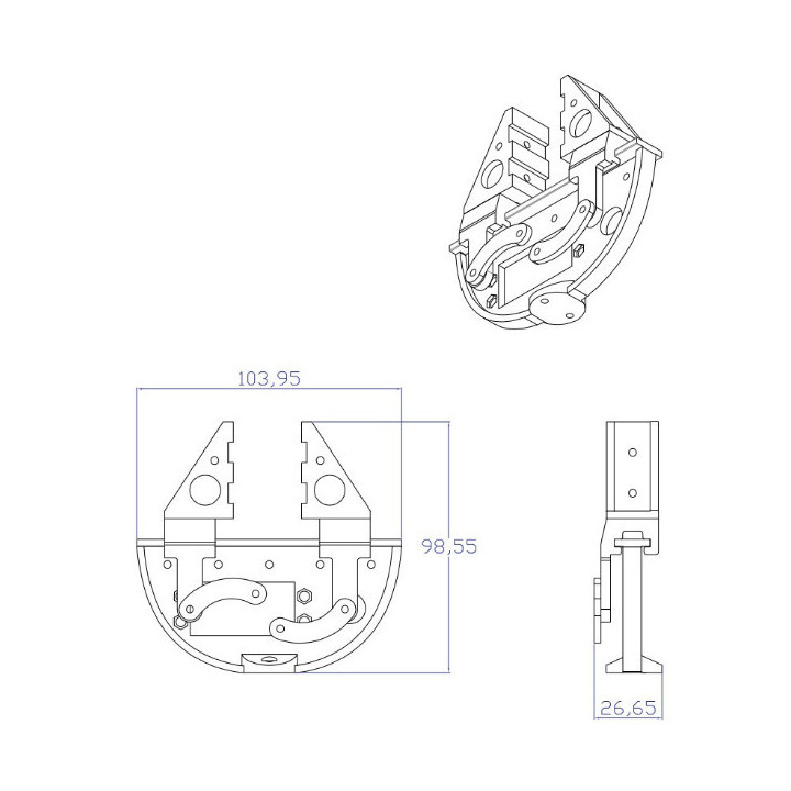 Dimensions de la pince Robot Gripper DFRobot FIT0300