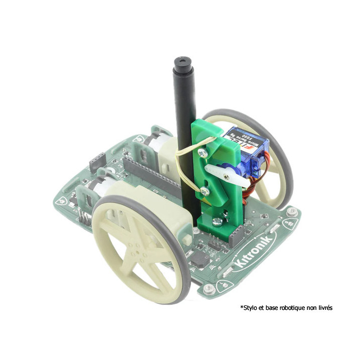 Extension stylo kitronik 5344 montée sur 
 la base robotique kitronik 5335