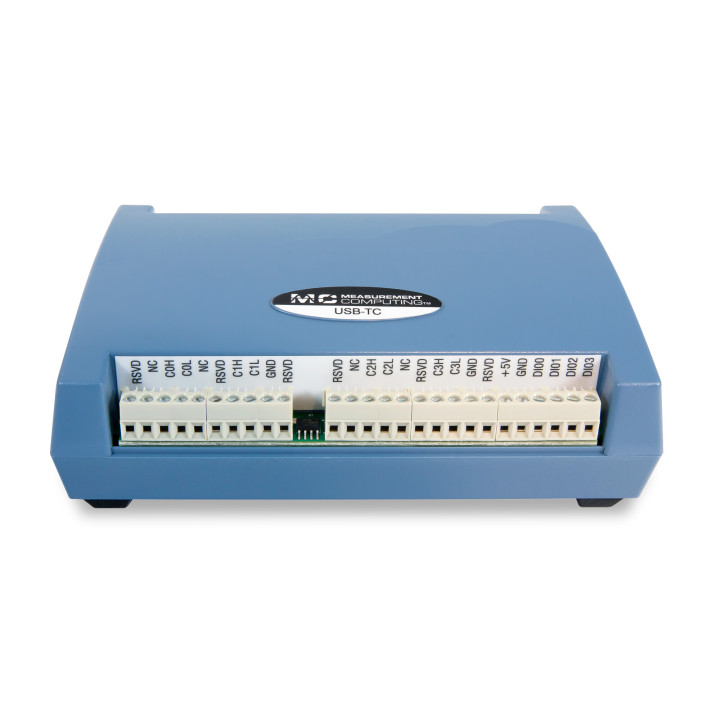 Vue de face du boitier d'acquisition MCC USB-TC