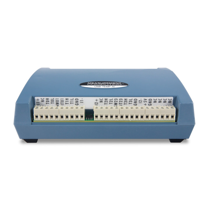 Vue de face du boitier d'acquisition MCC USB-TEMP-AI