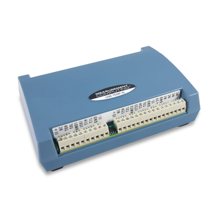 Vue de côté du boitier d'acquisition MCC USB-TEMP-AI