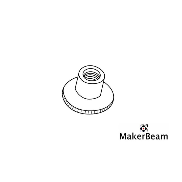 Schéma de l'écrous M3 moleté DIN466 MakerBeam 100382