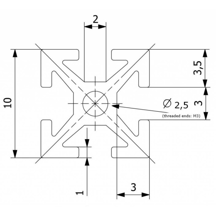 Dimensions des profilés  Makerbeam