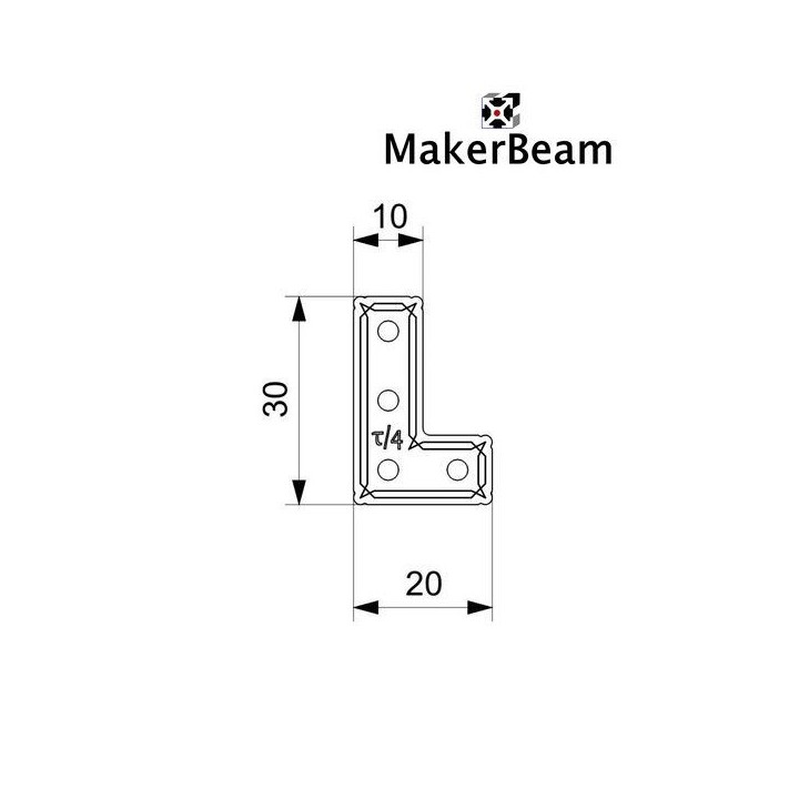 Dimensions des équerres MakerBeam 90°
