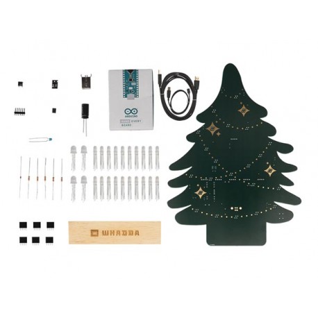 Détail des composants du kit sapin de Noël programmable Whadda WSPXL100 Détail des composants du kit sapin de Noël programmable Whadda WSPXL100
