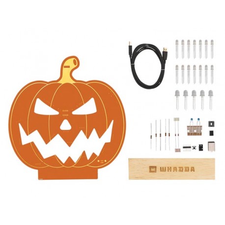 Détail des composants du Kit Citrouille lumineuse Whadda WSXL108 Détail des composants du Kit Citrouille lumineuse Whadda WSXL108