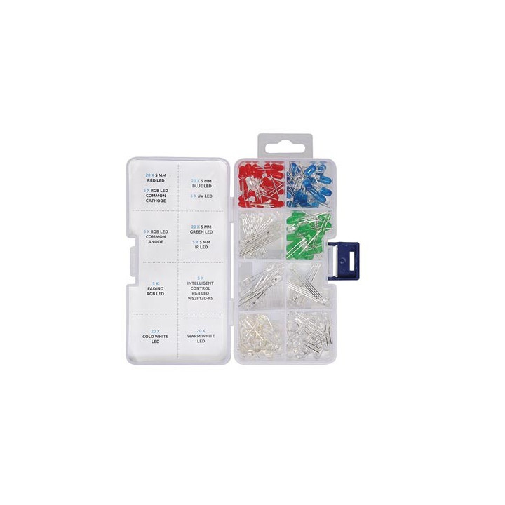 Détails de contenu de l'assortiment de 130 leds WCS101