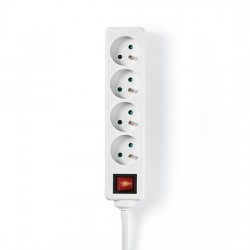 Multiprise blanche 4 prises avec interrupteur