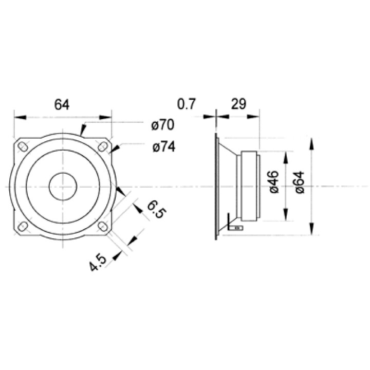 TW 70 - Tweeter conique 8 ohms 5 cm (2")  - 3
