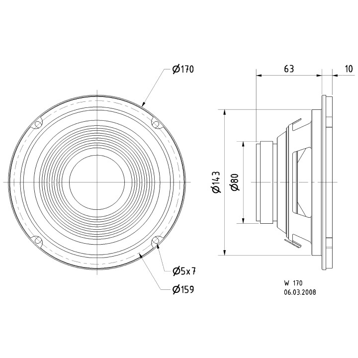 W170 - Haut-parleur de graves HiFi 17 cm (6,5") 8 ohms  - 3