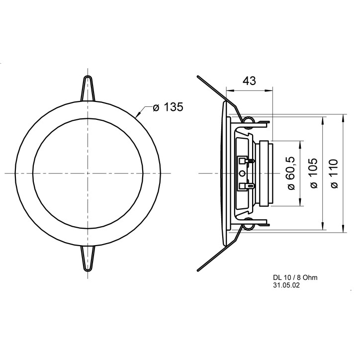 Haut-parleur plafonnier DL 10 - 8 Ohm - 10 cm (4")  - 3