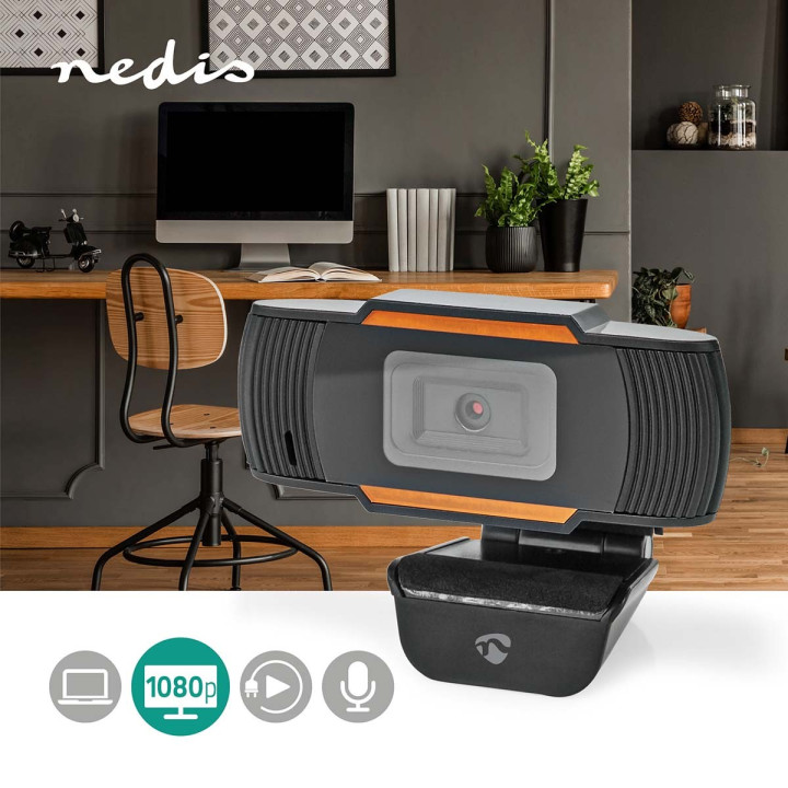 Webcam Full HD Nedis avec mise au point fixe