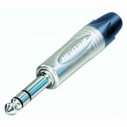 Fiche jack professionnelle 1/4" 3 pôles, contacts nickel, boîtier nickel - 1