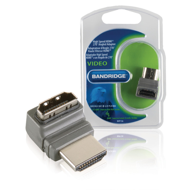 Adaptateur HDMI High Speed avec Ethernet Coudé à 270° Connecteur HDMI - HDMI femelle Gris  - 2