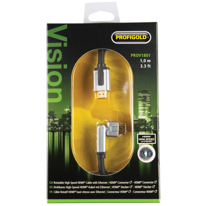 Câble HDMI avec Ethernet haute vitesse AM - AM rotatif Connecteur HDMI - Connecteur HDMI Rotatif 1.00 m Noir  - 2