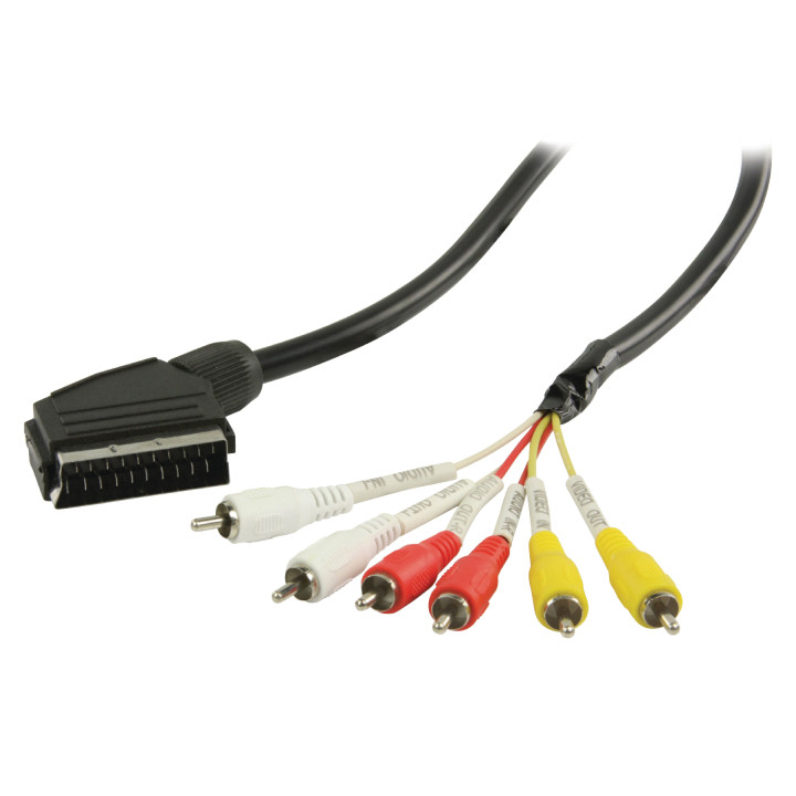 Câble Peritel vers RCA PERITEL Mâle - 6x RCA Mâles 2.00 m Noir  - 1