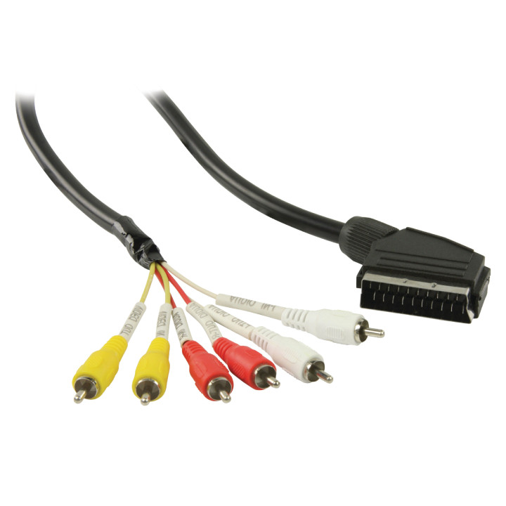 Câble Peritel vers RCA PERITEL Mâle - 6x RCA Mâles 2.00 m Noir  - 2