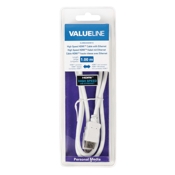 Câble HDMI avec Ethernet haute vitesse AM - CM Connecteur HDMI - HDMI Mini Mâle 1.00 m Blanc  - 4
