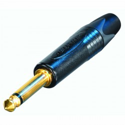 Fiche jack professionnelle 1/4" 2 broches, contacts dorés, boîtier noir - 1