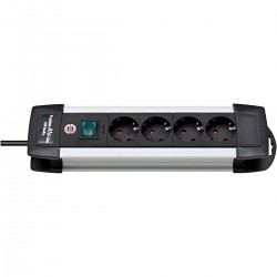 Prise d'extension Premium-Alu-Line 4 Voies 1.80 m Aluminium/Noir - Le contact de protection - 1
