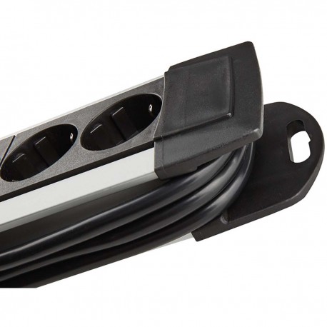 Prise d'extension Premium-Alu-Line 4 Voies 1.80 m Aluminium/Noir - Le contact de protection - 6 Prise d'extension Premium-Alu-Line 4 Voies 1.80 m Aluminium/Noir - Le contact de protection - 6