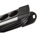 Prise d'extension Premium-Alu-Line 4 Voies 1.80 m Aluminium/Noir - Le contact de protection - 6 Prise d'extension Premium-Alu-Line 4 Voies 1.80 m Aluminium/Noir - Le contact de protection - 6