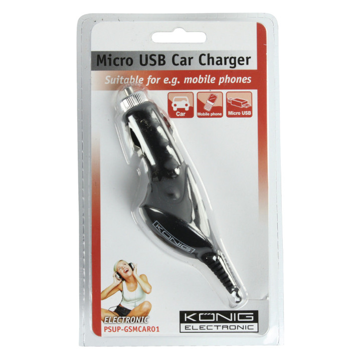 Chargeur de voiture 1.0 A Micro USB Noir  - 4