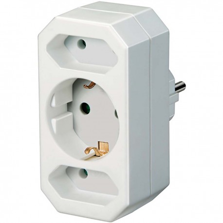 Multiprise, adaptateur de prise 3 voies avec protection renforcée des contacts (2 x prise Euro & 1 x contact de protection) bla Multiprise, adaptateur de prise 3 voies avec protection renforcée des contacts (2 x prise Euro & 1 x contact de protection) bla