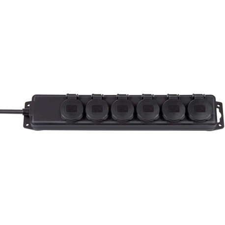 Prise d'extension 6 Voies 2.00 m Noir - Le contact de protection - 1 Prise d'extension 6 Voies 2.00 m Noir - Le contact de protection - 1