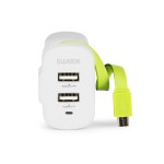 Chargeur mural 3-Outputs 3 A 2 x USB / Micro USB Blanc/Vert - 1