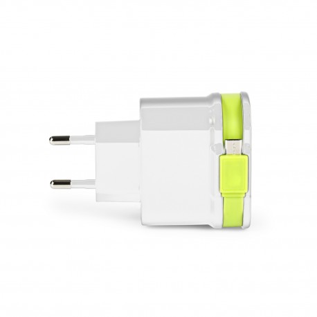 Chargeur mural 3-Outputs 3 A 2 x USB / Micro USB Blanc/Vert - 2