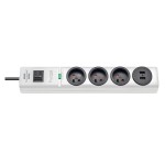 Multiprise hugo! Blanche, 3 prises + 2 prises USB, avec parasurtenseur et 2m de câble H05VV-F3G1,5 - 1 Multiprise hugo! Blanche, 3 prises + 2 prises USB, avec parasurtenseur et 2m de câble H05VV-F3G1,5 - 1