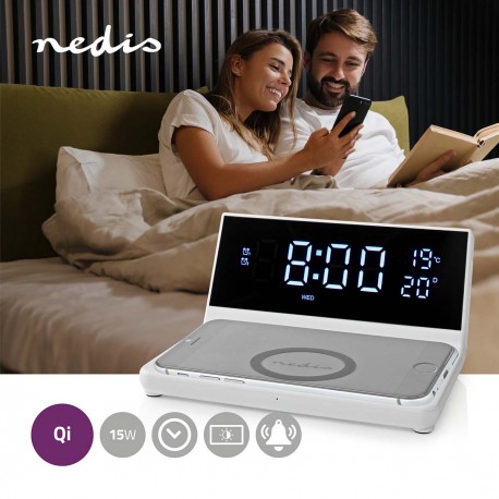 Réveil Avec Chargeur Sans Fil Rapide - Affichage LED Heure/température, Luminosité Réglable, Pour Chambre, Bureau