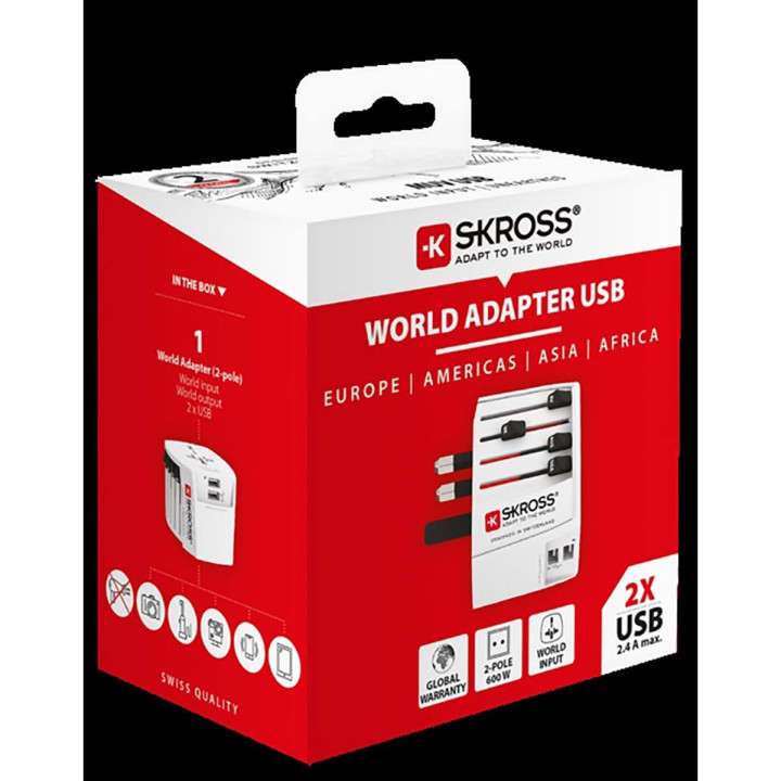 MUV USB (2xA) Adaptateur de voyage mondial compact à 2 pôles avec 2 ports USB intégrés  - 11