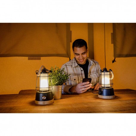 Lampe de camping rechargeable CAL 1 avec corde de chanvre et base en bambou (370 lm, IP44, autonomie jusqu'à 75h, dimmable, cou Lampe de camping rechargeable CAL 1 avec corde de chanvre et base en bambou (370 lm, IP44, autonomie jusqu'à 75h, dimmable, cou