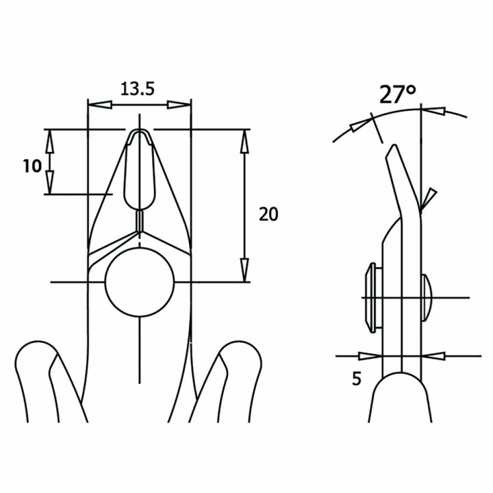Dimensions de la pince Coupante de précision (128 mm)