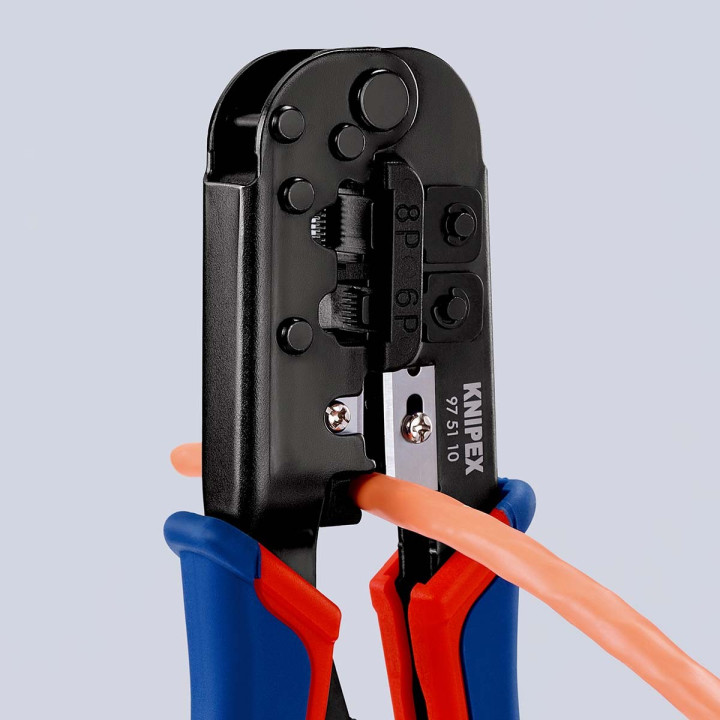 Pince à levier à sertir pour fiche Western Connecteur Western RJ11/12 (6-pin) 9.65 mm, RJ45 (8-pin)11.68 mm  - 7