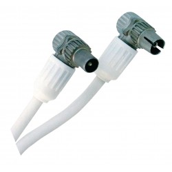 Câble antenne coaxial Coax Mâle (IEC) - Coax Femelle (IEC) Coudé 5.00 m Blanc - 1