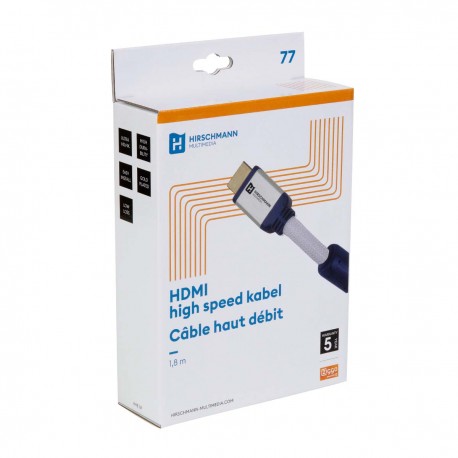 HHE Câble HDMI avec Ethernet haute vitesse AM - AM Connecteur HDMI - Connecteur HDMI 1.80 m Argent - 3 HHE Câble HDMI avec Ethernet haute vitesse AM - AM Connecteur HDMI - Connecteur HDMI 1.80 m Argent - 3